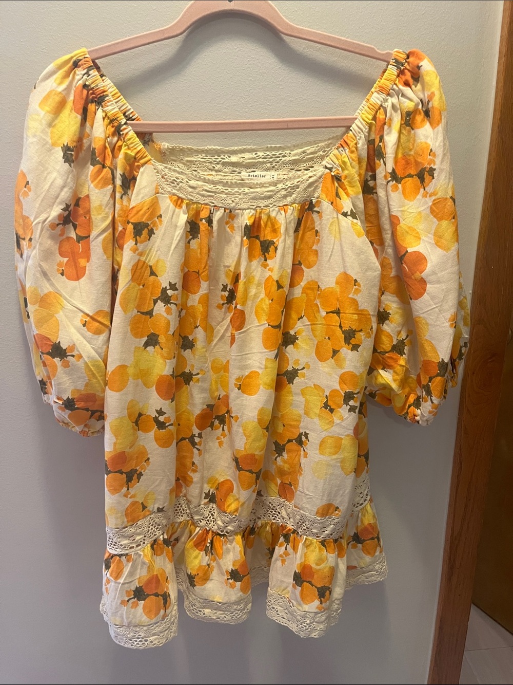 Boho Floral Off-Shoulder Blouse in Yellow & Orange